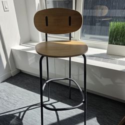 Black And Wooden Barstool