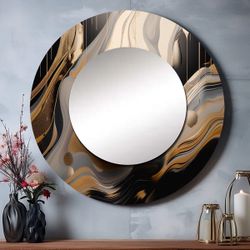 Gold & Black Marbled Mirror