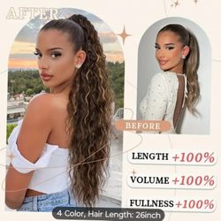 Light wavy Brown Ponytail 22" synthetic 