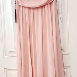 Brand NEW Long Flowing Dress Pink Blush Prom Wedding Size 16