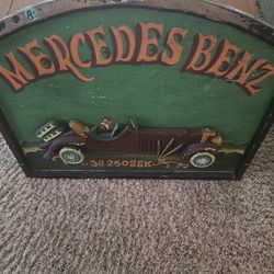 Mercedes Benz folk art wooden sign