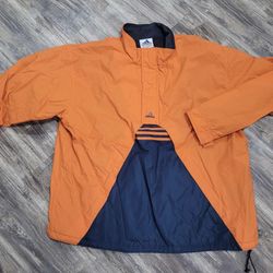Vintage White Tag Adidas Navy & Orange Quarter Button & Zip Pullover Jacket Adult Size XXL - Chicago Bears Colors!!