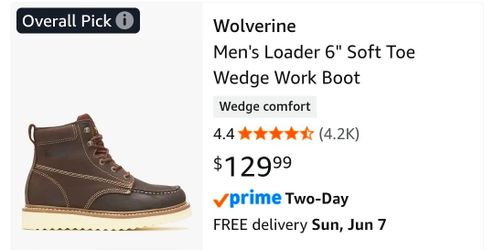 Wolverine Soft Toe 6in Wedge Work Boot