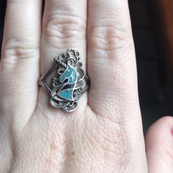 Vintage Unicorn Turquoise Ring 