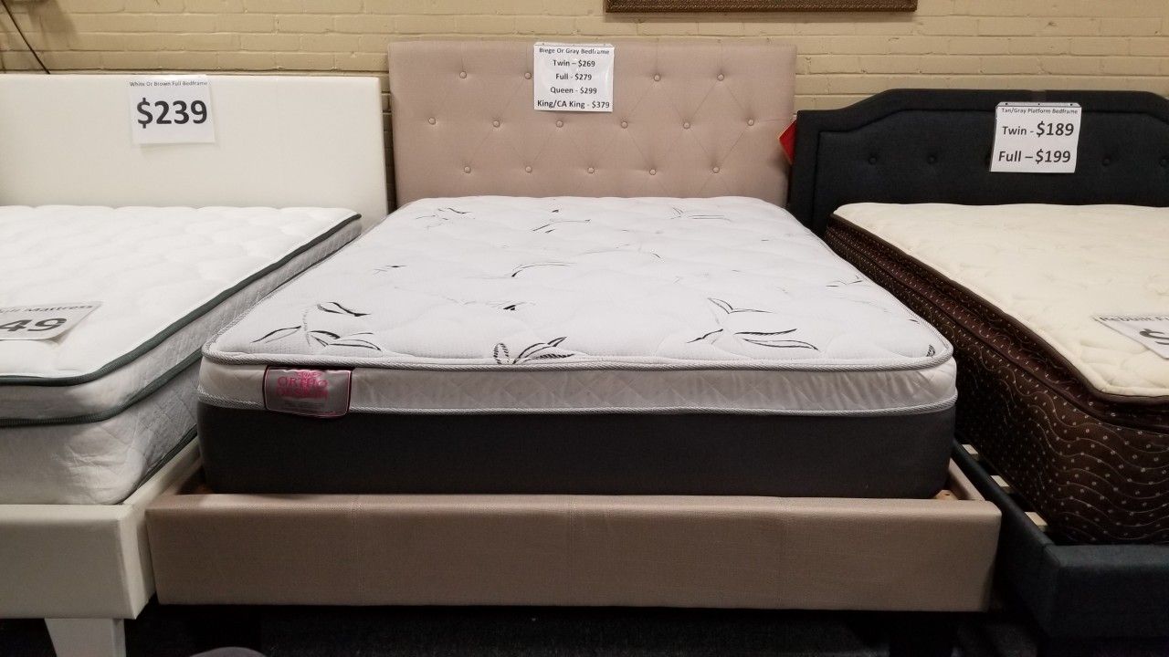 Brand New Ivory Linen King Or CA King Platform Bedframe