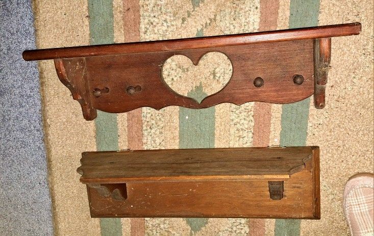 2 Wooden Wall Shelves
