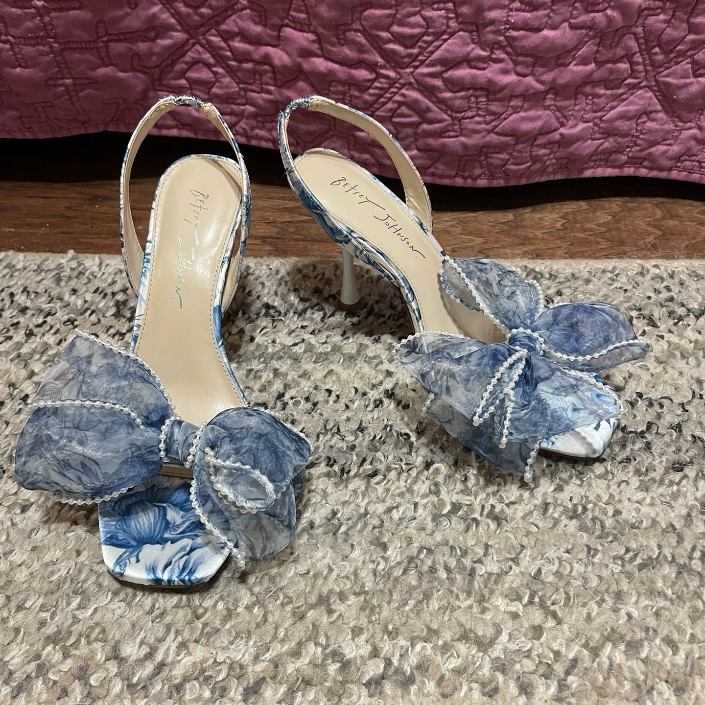 blue by betsey johnson fawn floral pearl bow dress sandals Betsey Johnson Fawn Pearl Bow Sandals