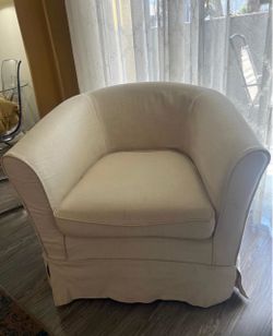 Cream Barrel Accent Chair with Slipcover