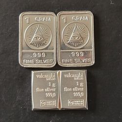 4g Total .999 Fine Silver 2x Illuminati Bar //2g Valcambi Silver Bars