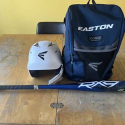 Youth Easton Baseball Bag, Helmet And Bat