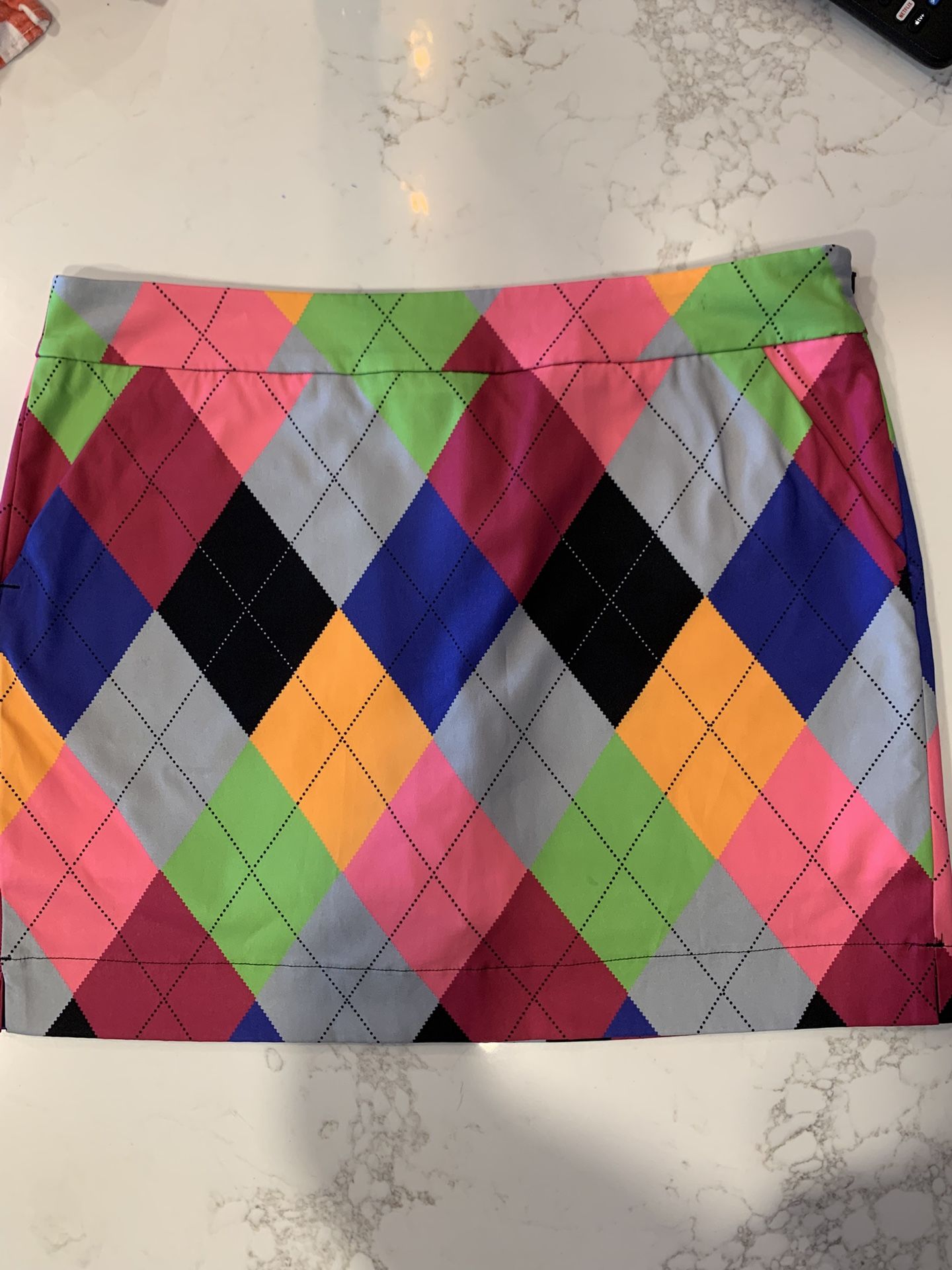 LOUDMOUTH Golf Skort Skirt SIZE 14 Multicolor Diamond Argyle Print