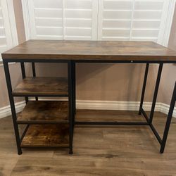 Industrial Style Island With Shelves 