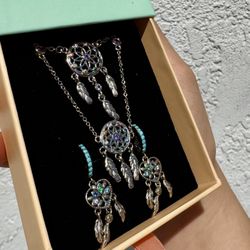 Fine Silver Dream Catcher Jewelry Set