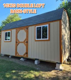 10x20 barn double loft shed /with stained cedar trim (discription for more features)