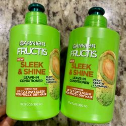 2 Garnier Fructis Sleek & Shine Intensely Smooth Leave-In Conditioning Cream