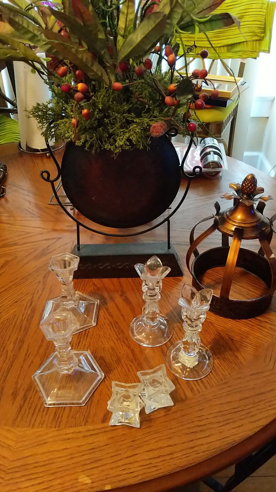 Candle holders, vase artificial Flowers Etc.