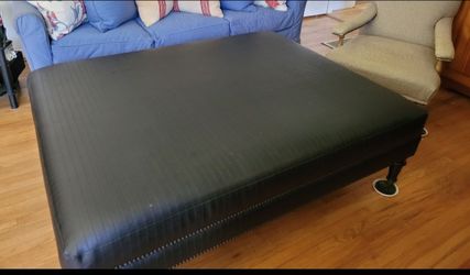 Leather ottoman and reading chair.