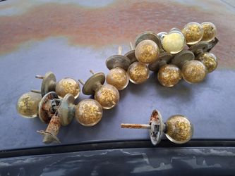 $120 FOR ALL 14 - VINTAGE EARLY 1900s GLASS AND REAL 24K GOLD FLAKES DOOR KNOBS 14 in TOTAL