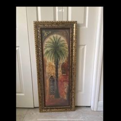 Elegant Set of 3 Framed Palm Tree Prints – Large 42” Ornate Gold Frames – Excellent Cond. 