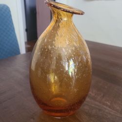 Asymmetrical Amber Bubble Vase