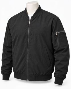 Men's Black Bomber Jacket – Size L – Like New