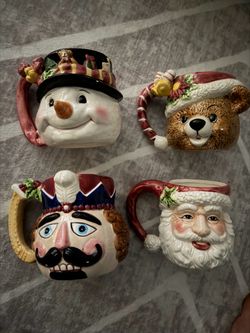 Set of 4 Christmas Character Ceramic Mugs