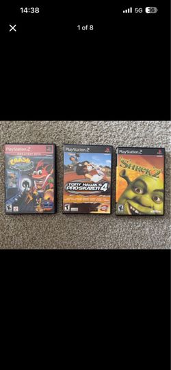 PS2 Game Bundle - Crash Bandicoot, Tony Hawk 4, Shrek 2 (CIB)