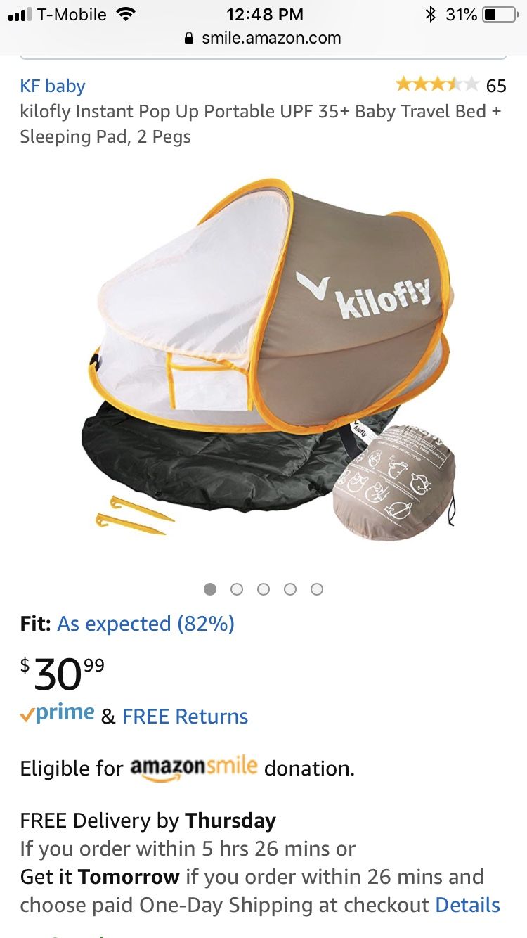 Kilofly Pop-up Travel Bed/ Sun Tent WITH PAD