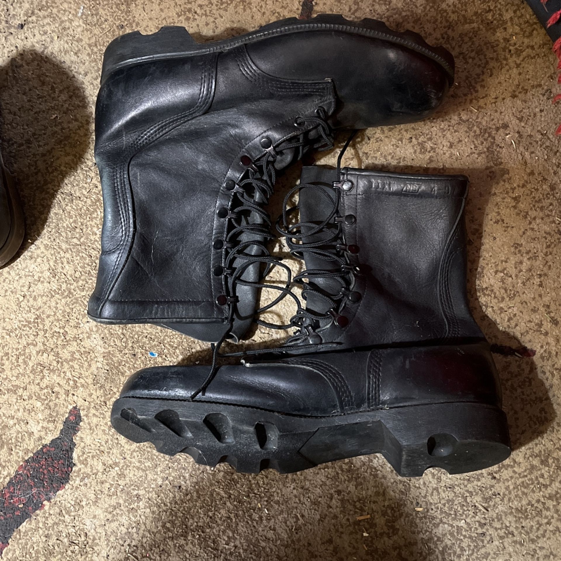 Vintage 1986 NS RO-Search Black Combat Boots Mens Leather Military Grunge Size 11 Or 13.