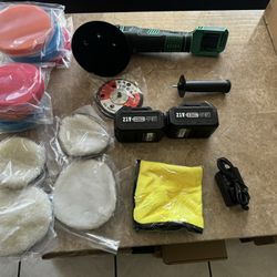 Powerful 21V Cordless Buffer Polisher, 5 & 6 inch Car Buffer Polisher with 15mm Random Orbital, w/ 2 X 4.0Ah Batteries, 6 Variable Speed Dual Action B