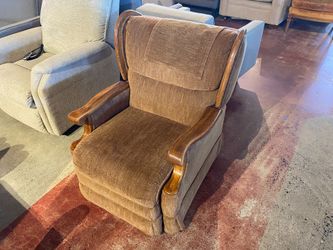 Retro Velvet Recliner with Wood Detail