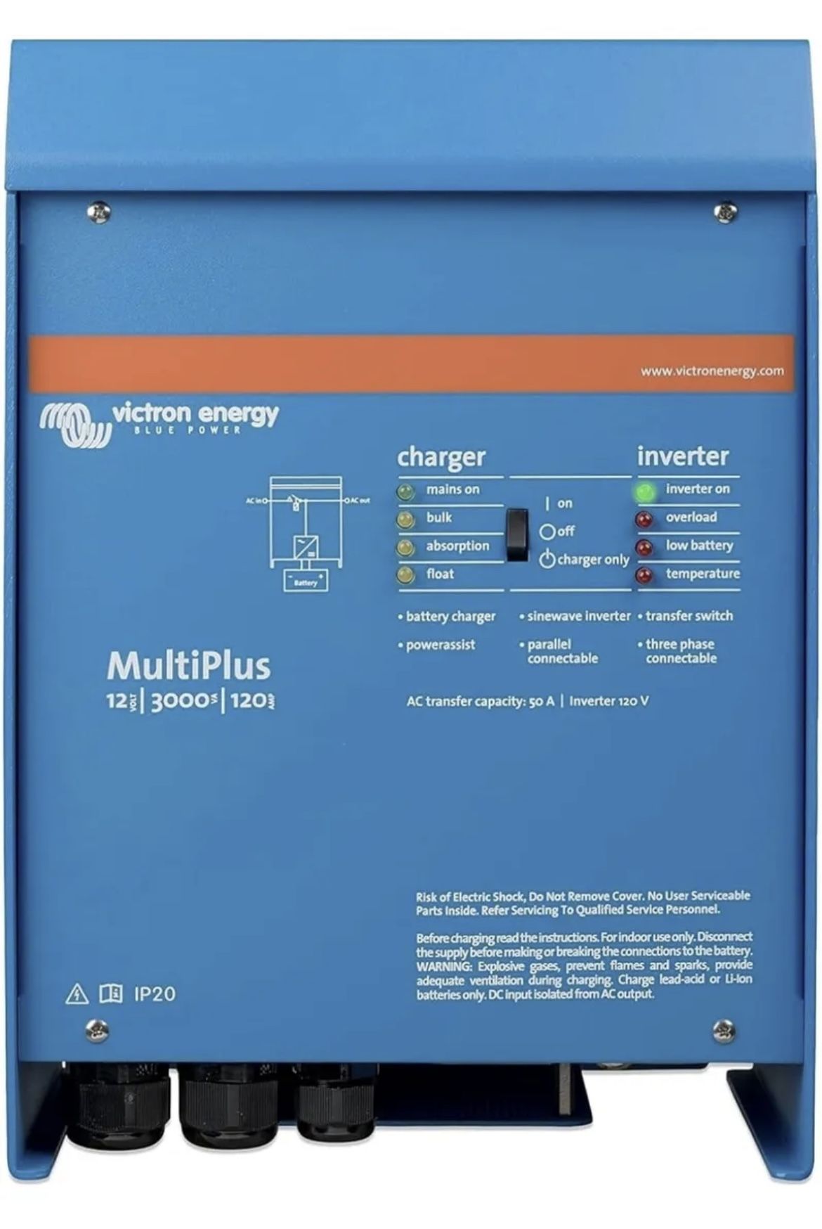 Victron MultiPlus 3000VA 12V Pure Sine Wave Inverter and 120A Battery Charger