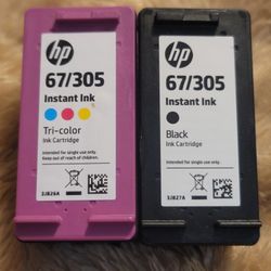 HP 67/305 XL NEW INK PRINTER CARTRIDGES,  BLACK & TRICOLOR