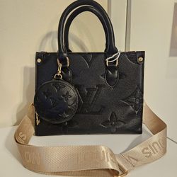 Black Embossed Leather Bag
