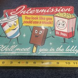 New Movie Snacks Tin Metal Sign By Tin Box Company 