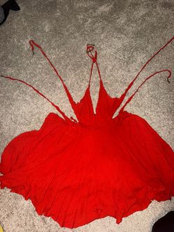 FREE PEOPLE Red Halter Mini Dress with Tie Straps