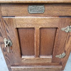 vintage White Clad icebox/end table

