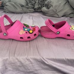 Hot Pink Crocs With Croc Charms Included