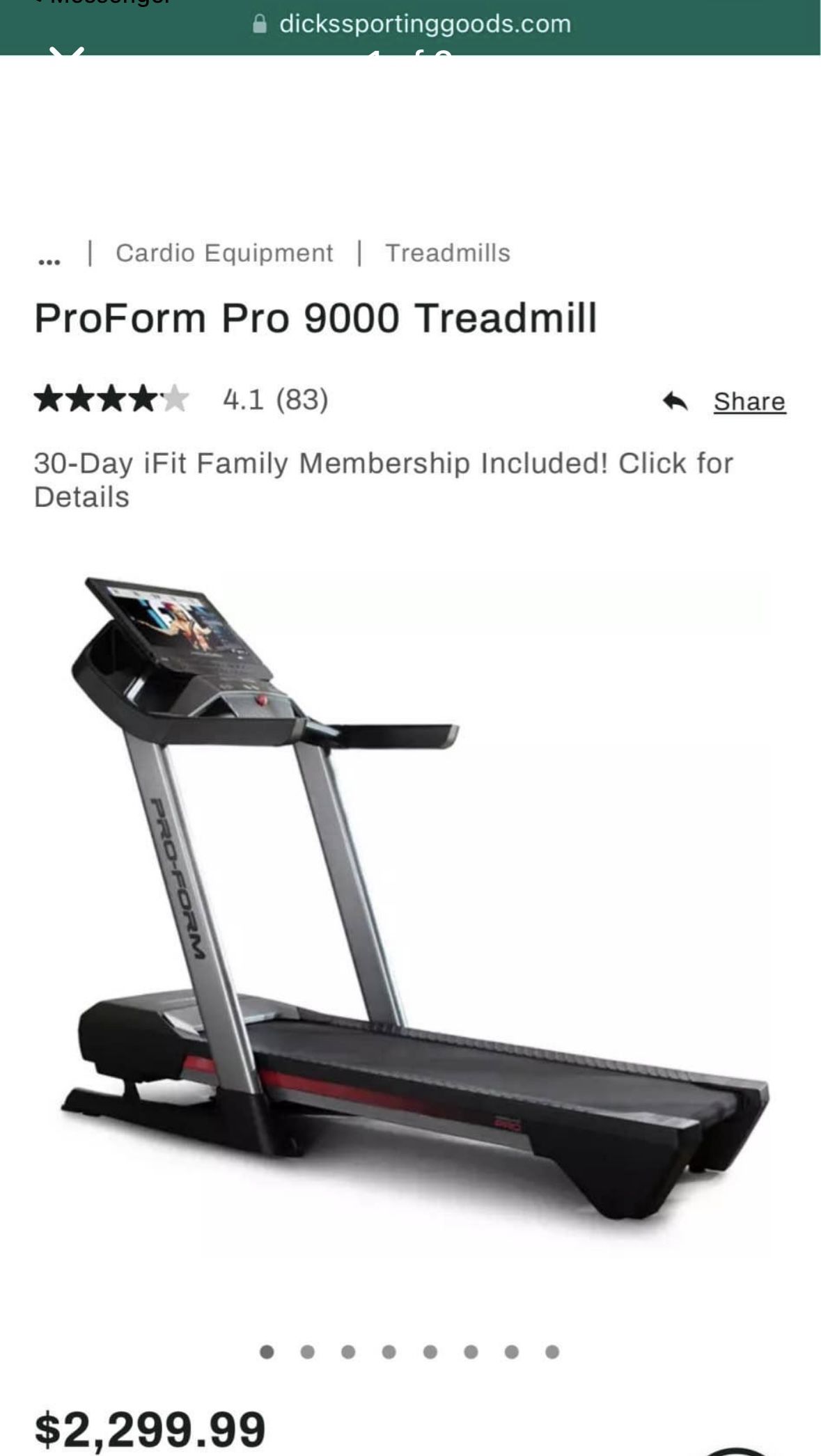 ProForm Pro 9000 Treadmill $700