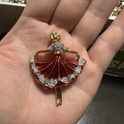 Dancing Girl Lady Pin Brooch Enamel Alloy rhinestone
