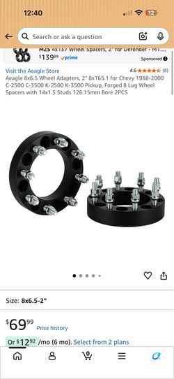 8x6.5 wheel adapters 2” 8x165.1