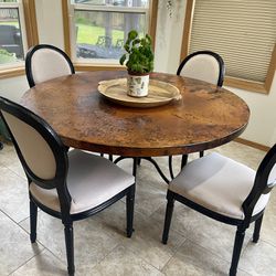 54” “Arhaus” Mexican Iron  & Hand Hammered Copper Dining Table 