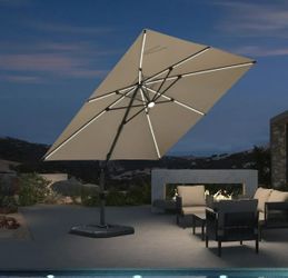 10 x 10 Beige Cantilever Umbrella W/ LED (Base Not Included)