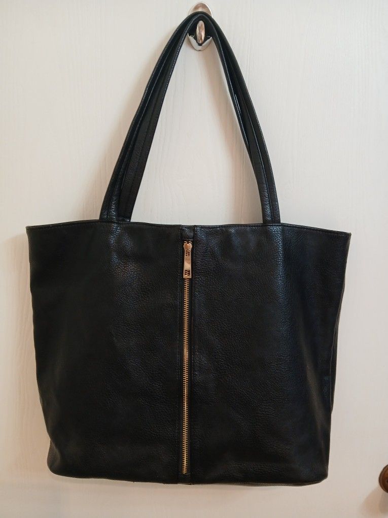 Poverty Flats Faux Pebbled Leather Zip Front Tote.