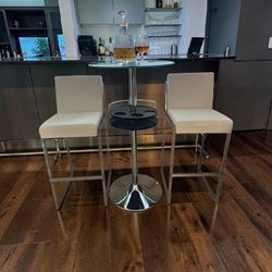 Bar Table w/ Wine Storage and 2 Chairs Set