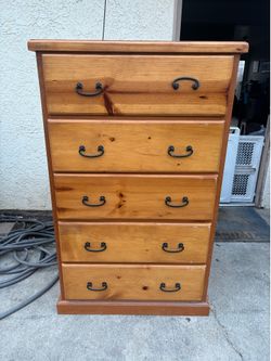 5 drawer tall wooden dresser