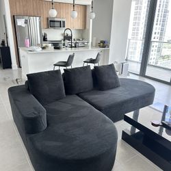 Black Boneless Curved Sofa 
