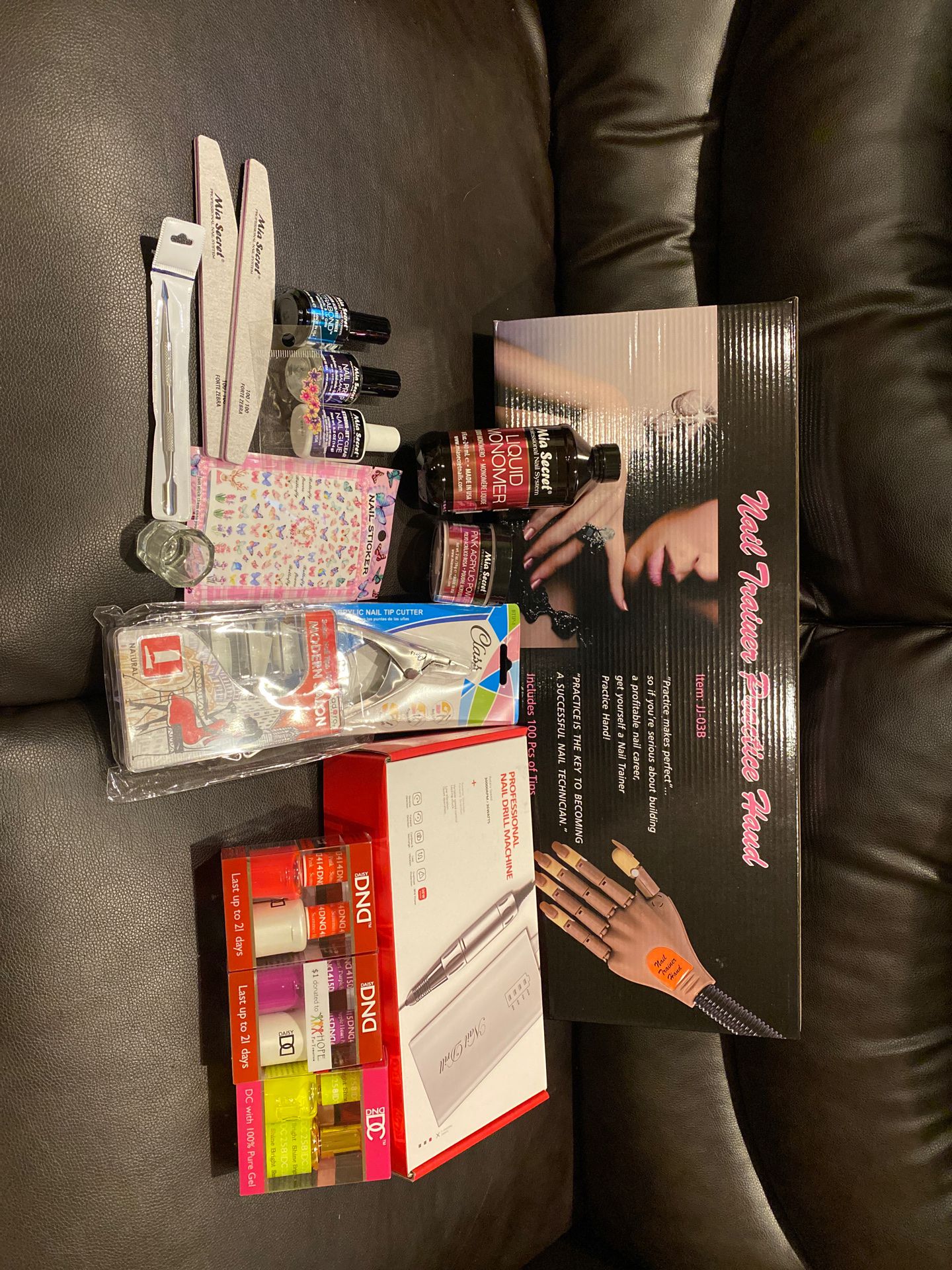 Super Nail Kit with hand trainer, drill machine and 3 gel colors $221