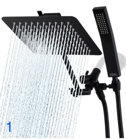 G-Promise All Metal 10" Dual Square Shower Head Combo | Rain Shower Head | Handheld Shower Wand | Adjustable | 3-Way Diverter 