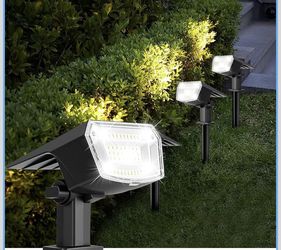 Solar Spot Lights Outdoor Waterproof, 4 Pack Solar Powered Garden Lights, 59 LED 4 Lighting Modes, Outside Yard Garden Landscape Lighting, 6500K White